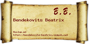 Bendekovits Beatrix névjegykártya